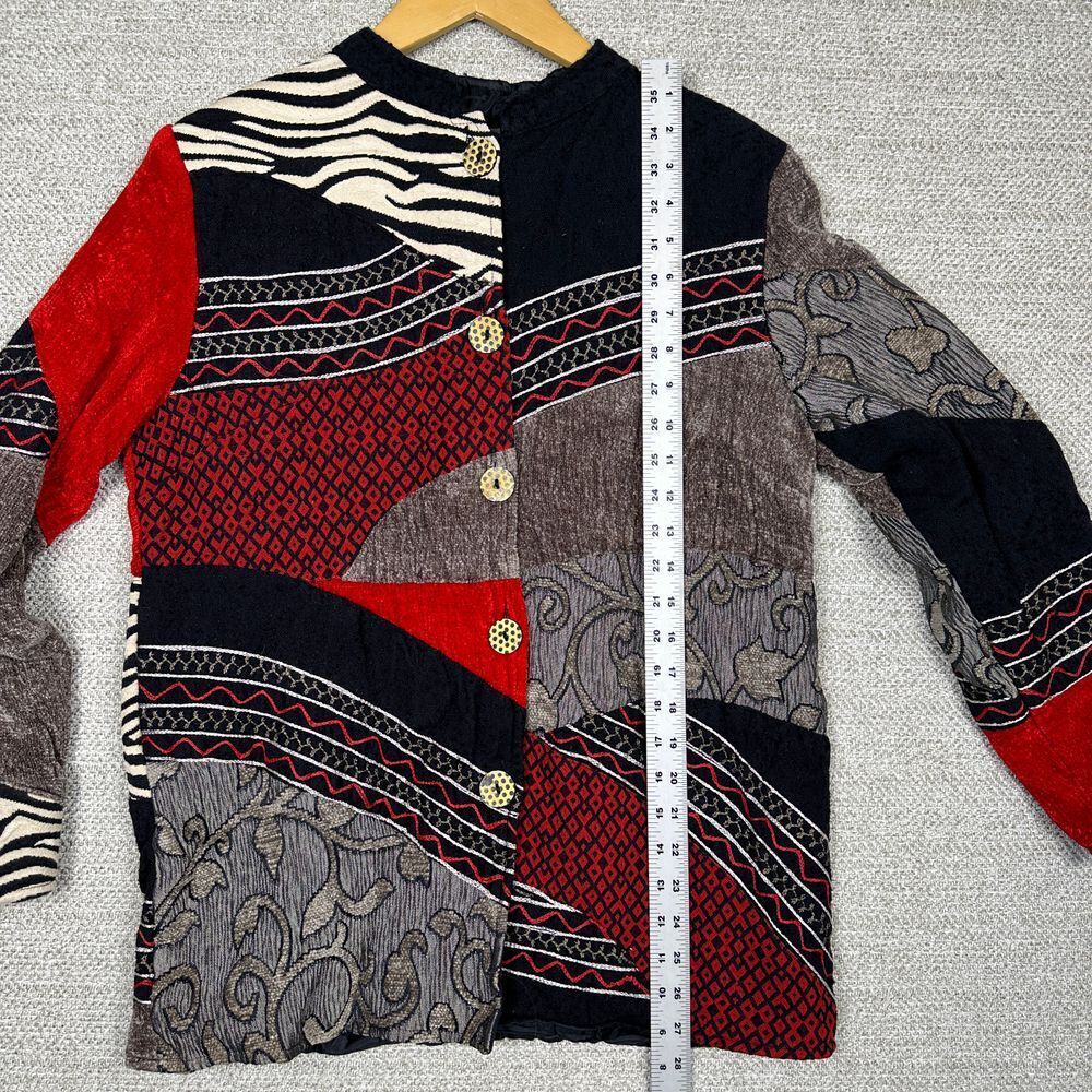 VTG Indigo Moon Sz M Tapestry Jacket Jacquard Boho Patchwork Artsy Animal Zebra - Picture 5 of 14